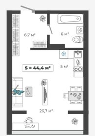 Квартира 44,2 м², студия - изображение 5
