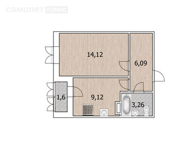 Квартира 33,5 м², 1-комнатная - изображение 5