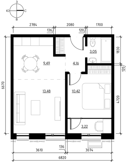 44,9 м², 2-комнатная квартира 6 357 595 ₽ - изображение 1