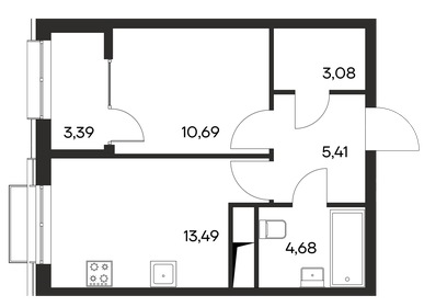 40,7 м², 1-комнатная квартира 5 907 300 ₽ - изображение 1