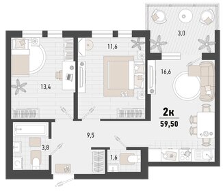 57,8 м², 2-комнатная квартира 15 494 157 ₽ - изображение 11