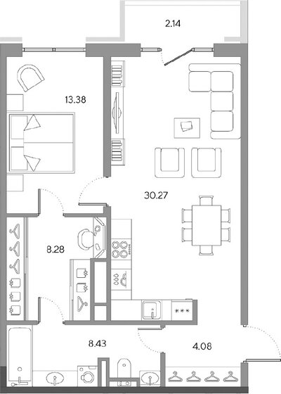 66,6 м², 1-комнатная квартира 30 510 000 ₽ - изображение 1