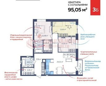 Квартира 95 м², 3-комнатная - изображение 1