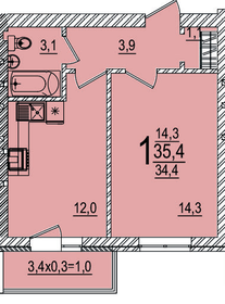 36,3 м², 1-комнатная квартира 4 640 990 ₽ - изображение 6