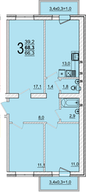 Квартира 68,3 м², 3-комнатная - изображение 1