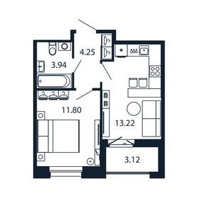 Квартира 34,8 м², 1-комнатная - изображение 1