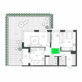 Квартира 101,5 м², 2-комнатная - изображение 1