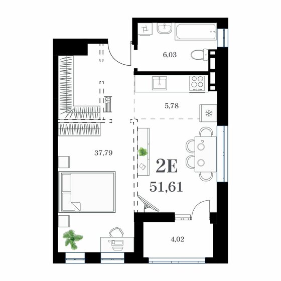51,6 м², 1-комнатная квартира 10 631 700 ₽ - изображение 1