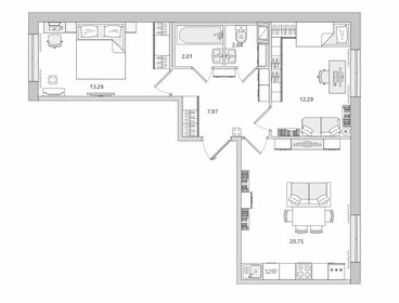 Квартира 59 м², 2-комнатная - изображение 1