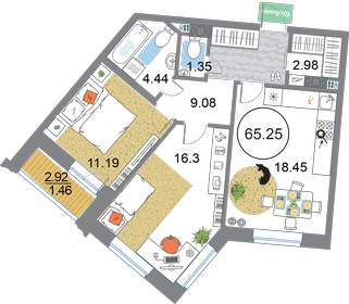 64,7 м², 2-комнатная квартира 17 873 848 ₽ - изображение 16