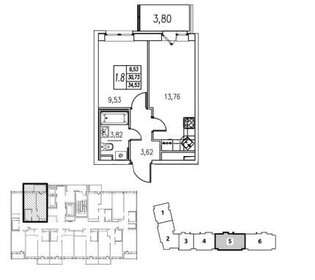 Квартира 30,7 м², 1-комнатная - изображение 1