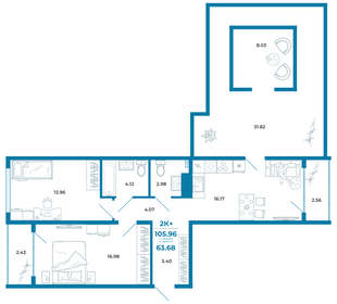 57,4 м², 2-комнатная квартира 7 470 000 ₽ - изображение 43