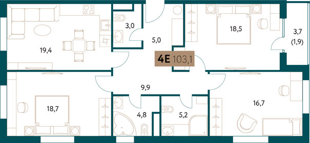 122 м², 5-комнатная квартира 39 500 000 ₽ - изображение 84