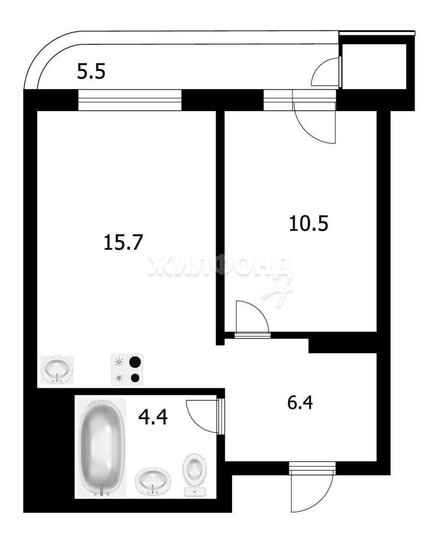 37,2 м², 2-комнатная квартира 7 363 000 ₽ - изображение 1