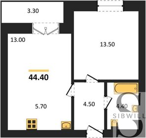 Квартира 44,4 м², 1-комнатная - изображение 1