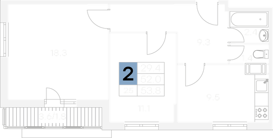 53,4 м², 2-комнатная квартира 6 500 000 ₽ - изображение 39