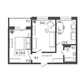 Квартира 58,4 м², 2-комнатная - изображение 2