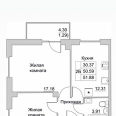 Квартира 51,9 м², 2-комнатная - изображение 2