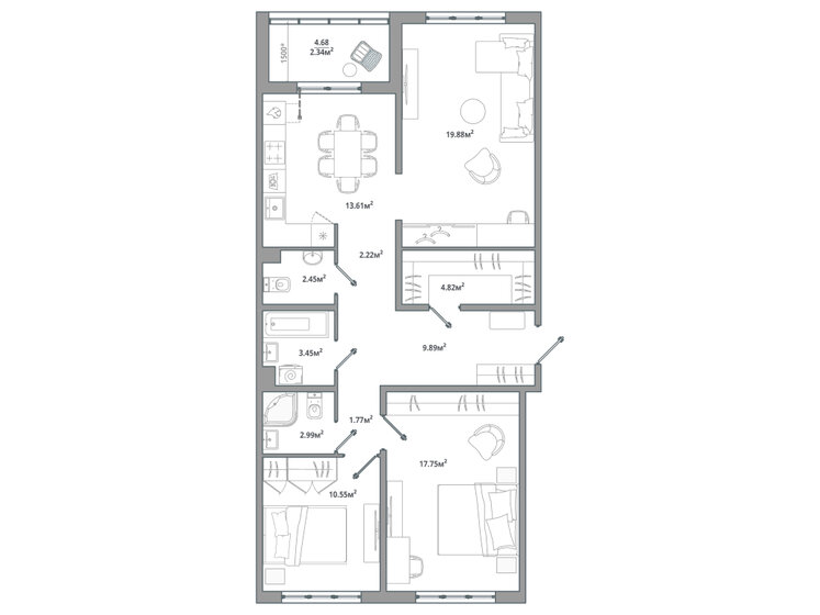 91,7 м², 3-комнатная квартира 14 675 200 ₽ - изображение 18