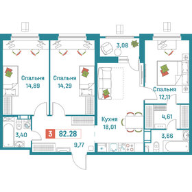Квартира 82,3 м², 3-комнатная - изображение 1