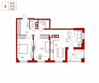 76,4 м², 3-комнатная квартира 7 258 000 ₽ - изображение 19