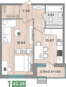 Квартира 42,3 м², 1-комнатная - изображение 1