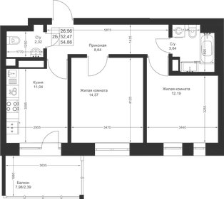 55 м², 2-комнатная квартира 7 925 760 ₽ - изображение 84