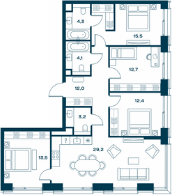 Квартира 106,9 м², 4-комнатная - изображение 1