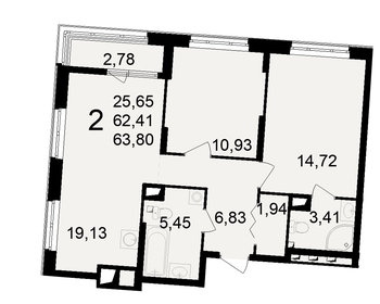 63,6 м², 2-комнатная квартира 6 198 075 ₽ - изображение 11