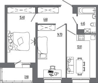 57,4 м², 2-комнатная квартира 8 265 030 ₽ - изображение 18