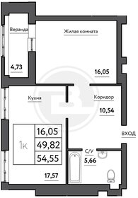 Квартира 54,6 м², 1-комнатная - изображение 1