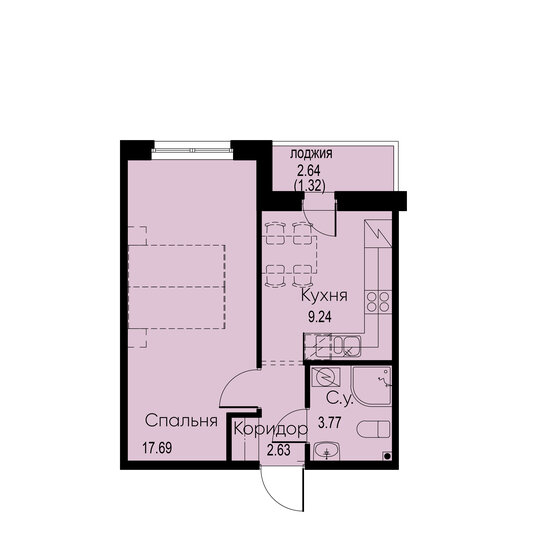 34,7 м², 1-комнатная квартира 6 133 050 ₽ - изображение 40