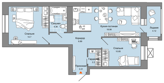 59,8 м², 3-комнатная квартира 8 799 000 ₽ - изображение 28