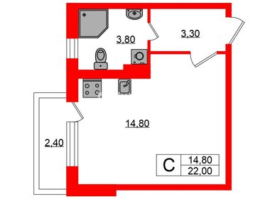 Квартира 22 м², студия - изображение 1