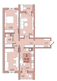 87 м², 3-комнатная квартира 9 570 000 ₽ - изображение 82