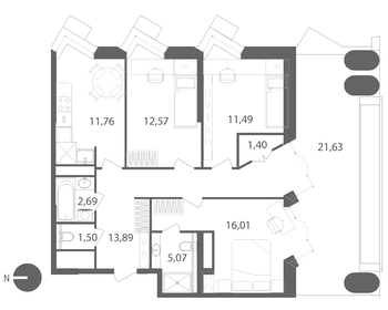 92,5 м², 3-комнатная квартира 16 468 560 ₽ - изображение 16
