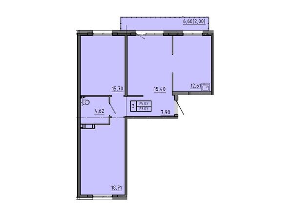 77 м², 3-комнатная квартира 7 162 000 ₽ - изображение 1