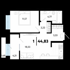 Квартира 45 м², 1-комнатная - изображение 1