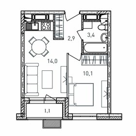 29,8 м², 1-комнатная квартира 4 200 000 ₽ - изображение 87