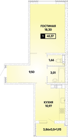 Квартира 45,4 м², 1-комнатная - изображение 1