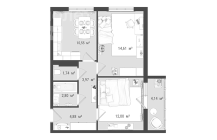 58,7 м², 3-комнатная квартира 7 028 000 ₽ - изображение 22