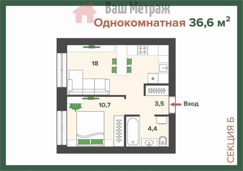 36,6 м², 1-комнатная квартира 3 403 178 ₽ - изображение 1