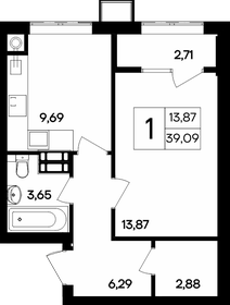 Квартира 39,1 м², 1-комнатная - изображение 1