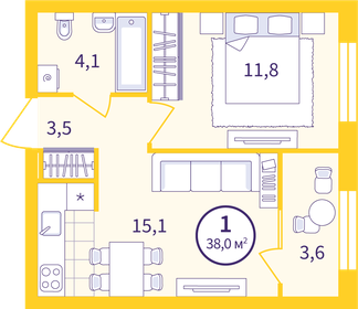 Квартира 36,2 м², 1-комнатная - изображение 1