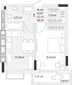 42,8 м², 1-комнатная квартира 5 869 080 ₽ - изображение 31