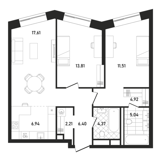 74,8 м², 2-комнатная квартира 50 749 004 ₽ - изображение 1