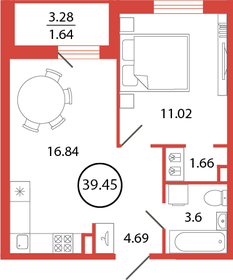 38,9 м², 1-комнатная квартира 7 111 881 ₽ - изображение 1