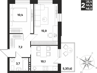 55,2 м², 2-комнатная квартира 7 507 200 ₽ - изображение 16