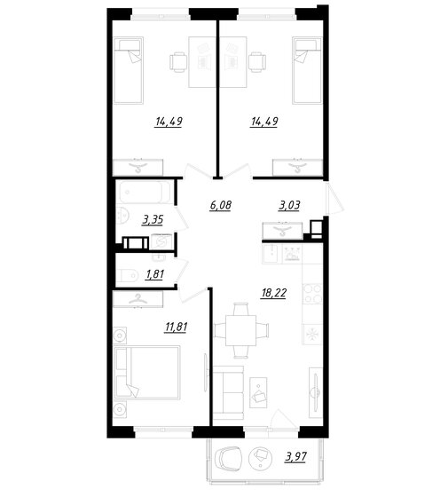 74,5 м², 3-комнатная квартира 10 052 808 ₽ - изображение 1