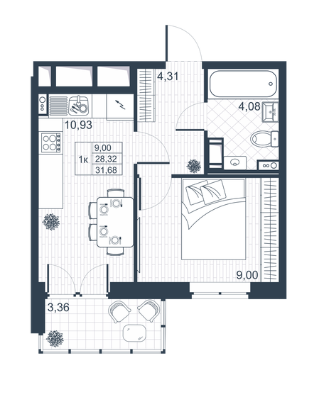 30 м², 1-комнатная квартира 4 410 000 ₽ - изображение 1